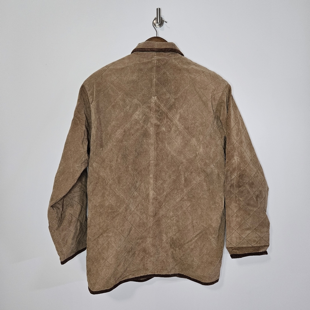 Talbots Leather Barn Coat Jacket Brown Suede Chore Coat Outerwear Size Medium - Picture 2 of 9